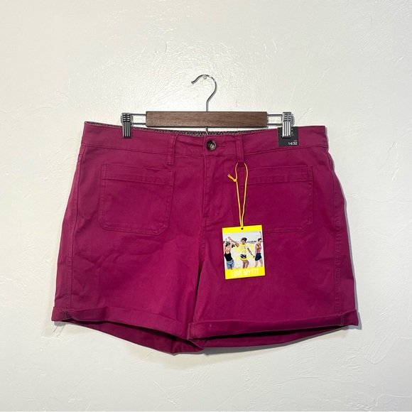 Stitch Fix 151 Berry Pink cuffed mid rise shorts size 14 - Picture 2 of 11